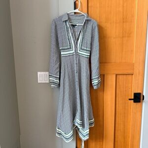 Anthropologie Maeve Green and Black Polka Dot dress